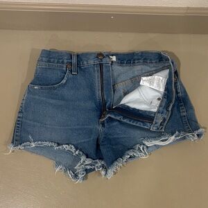 Wrangler Frayed Hem Denim Shorts - Blue